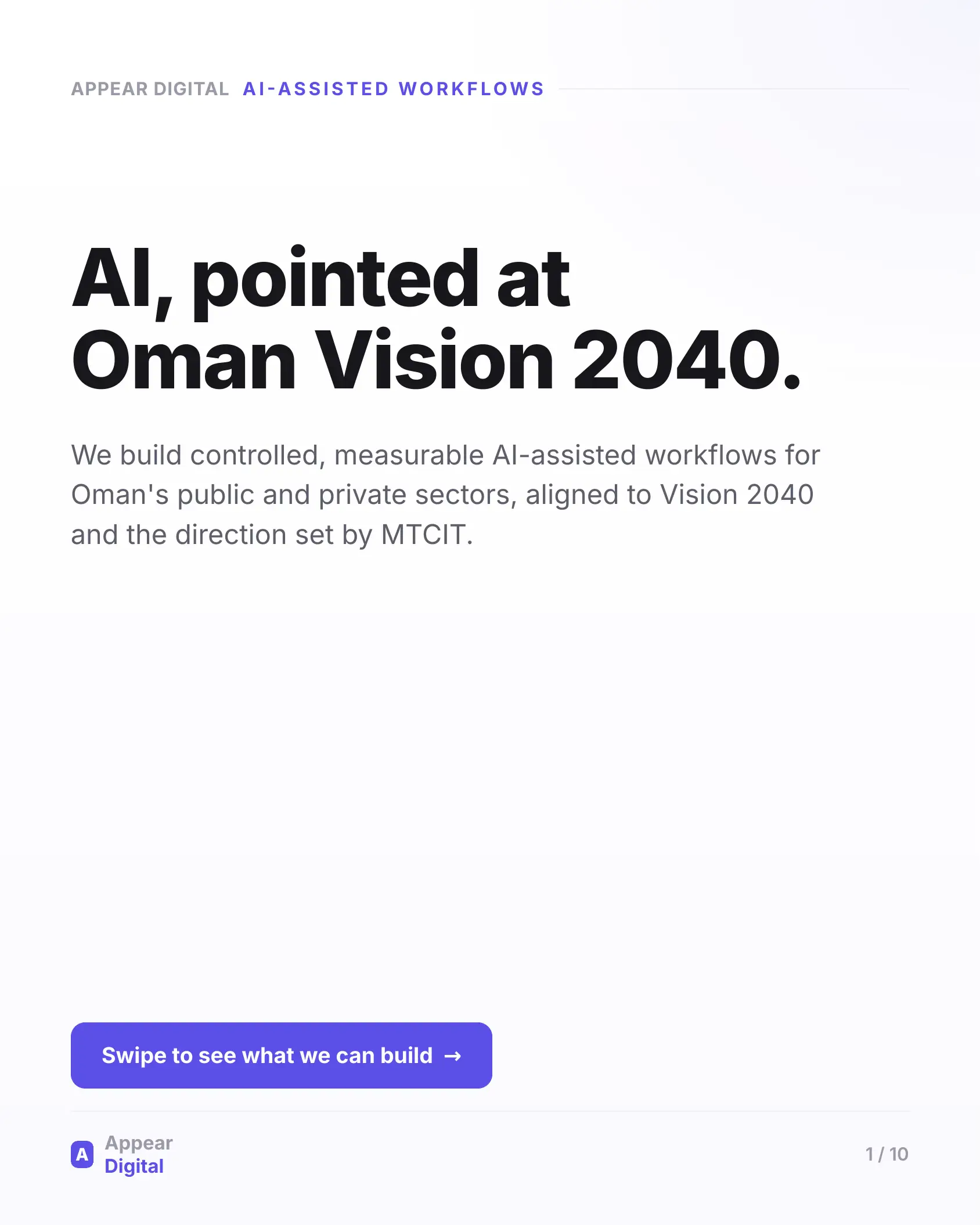 Appear Digital Oman AI-assisted workflow slide 1